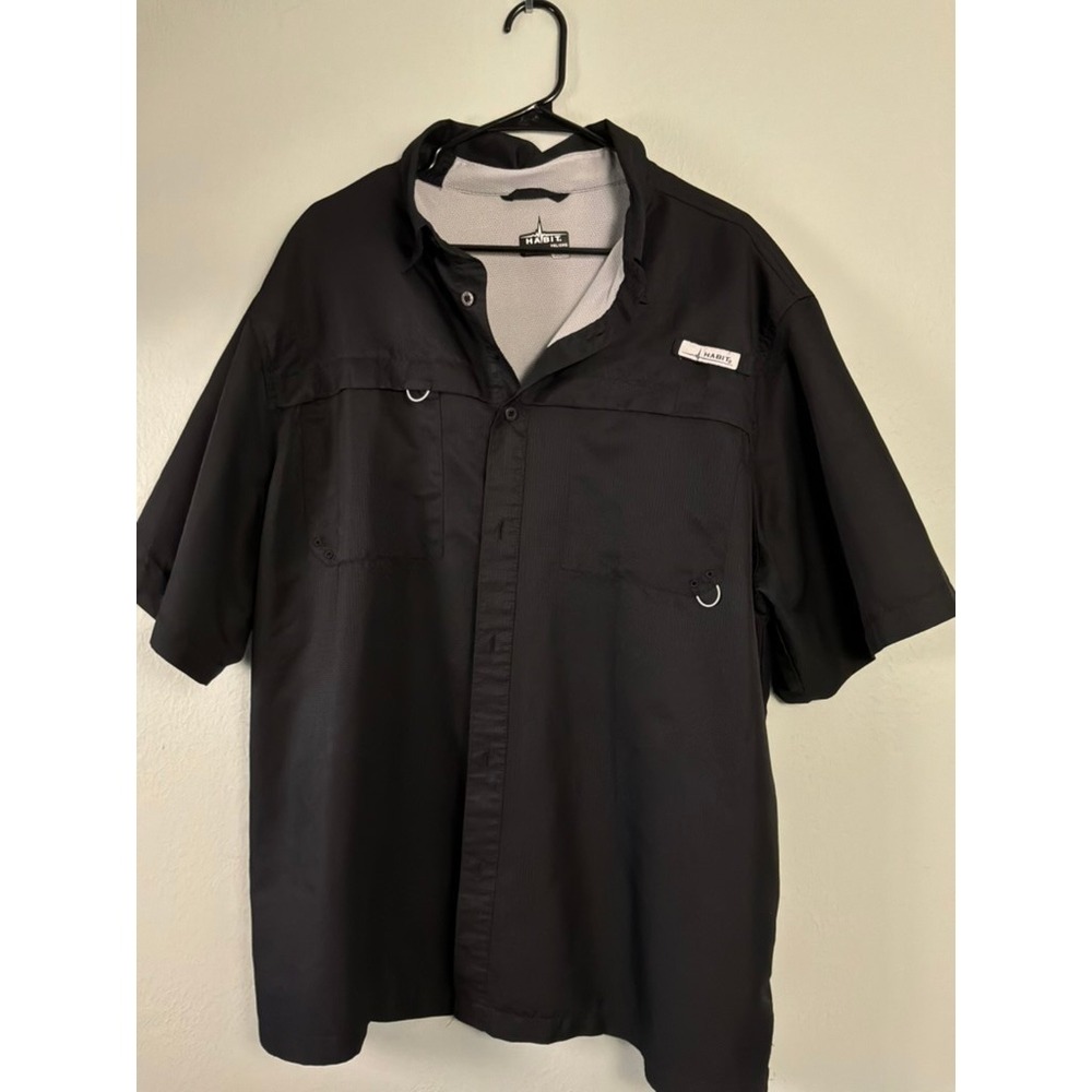 Habit Fishing Shirt Mens 2XL Black Short Sleeve Vented Performance